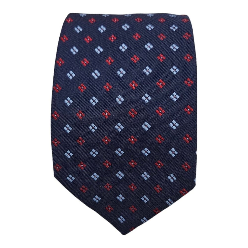 BOGGI XL Blue Geometric Floral Silk Tie ITALY 62”/3.4” EC